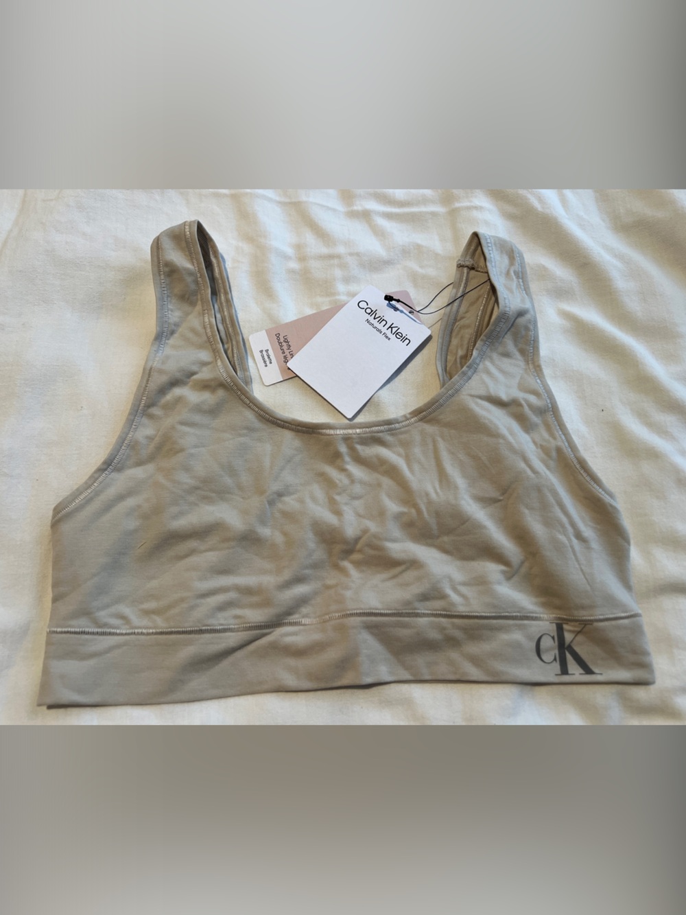 NWT Calvin Klein cotton Light Beige Logo Sports Bralette
